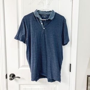 J. Crew Mercantile Navy Striped Outdoor Performance Polo Size Large